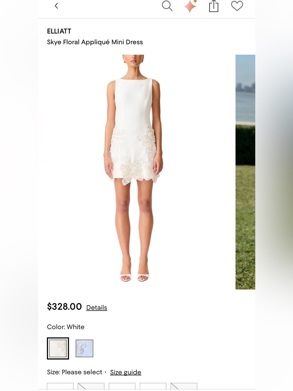 Elliatt Skye Floral Appliqué White Mini Dress - Size Small - Picture 14 of 16